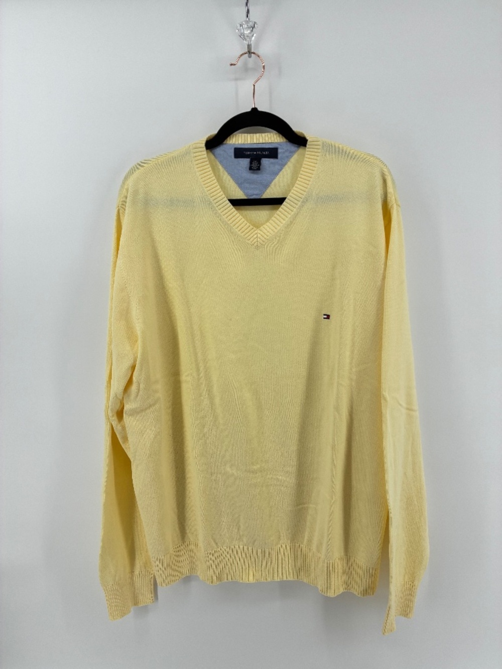 Tommy Hilfiger Men's Light Yellow V-Neck Sweater